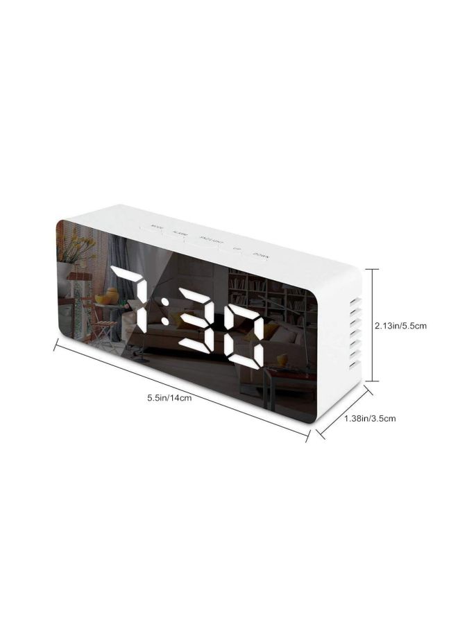 LED Digital Mirror Alarm Clock White/Black 14x5.5x3.5cm