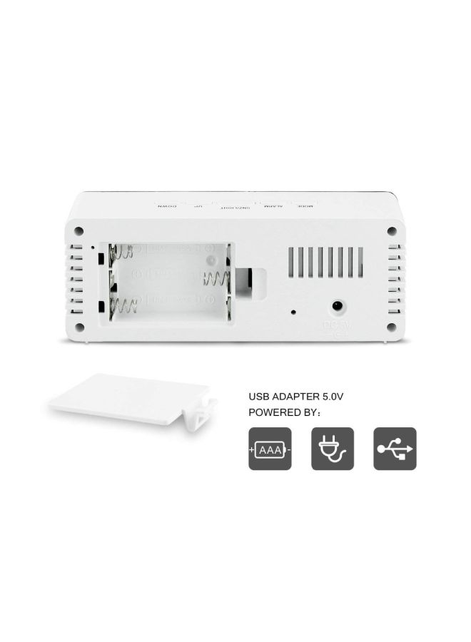 LED Digital Mirror Alarm Clock White/Black 14x5.5x3.5cm