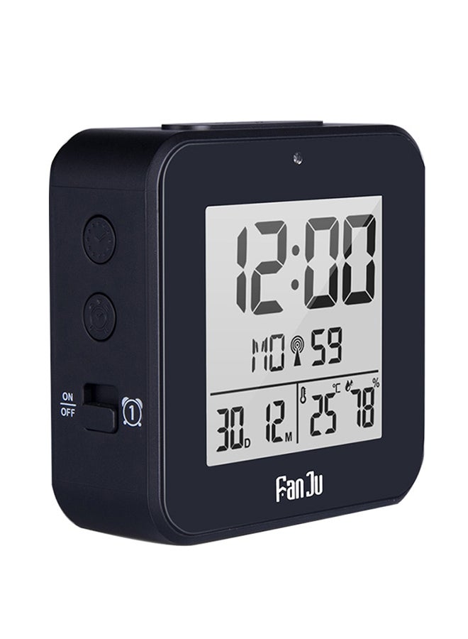 LED Dcf Digital Alarm Clock Black