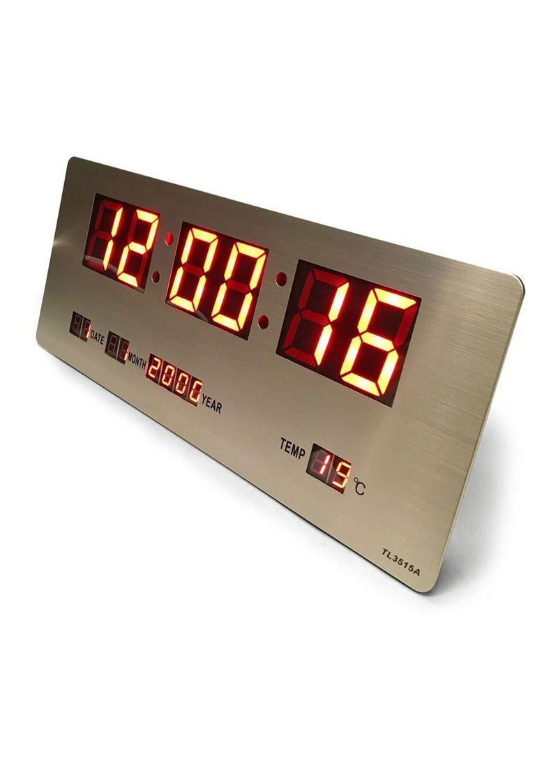 TL-3515A Digital LED Clock Calendar Temp Wall Or Desk Clock, 36cm