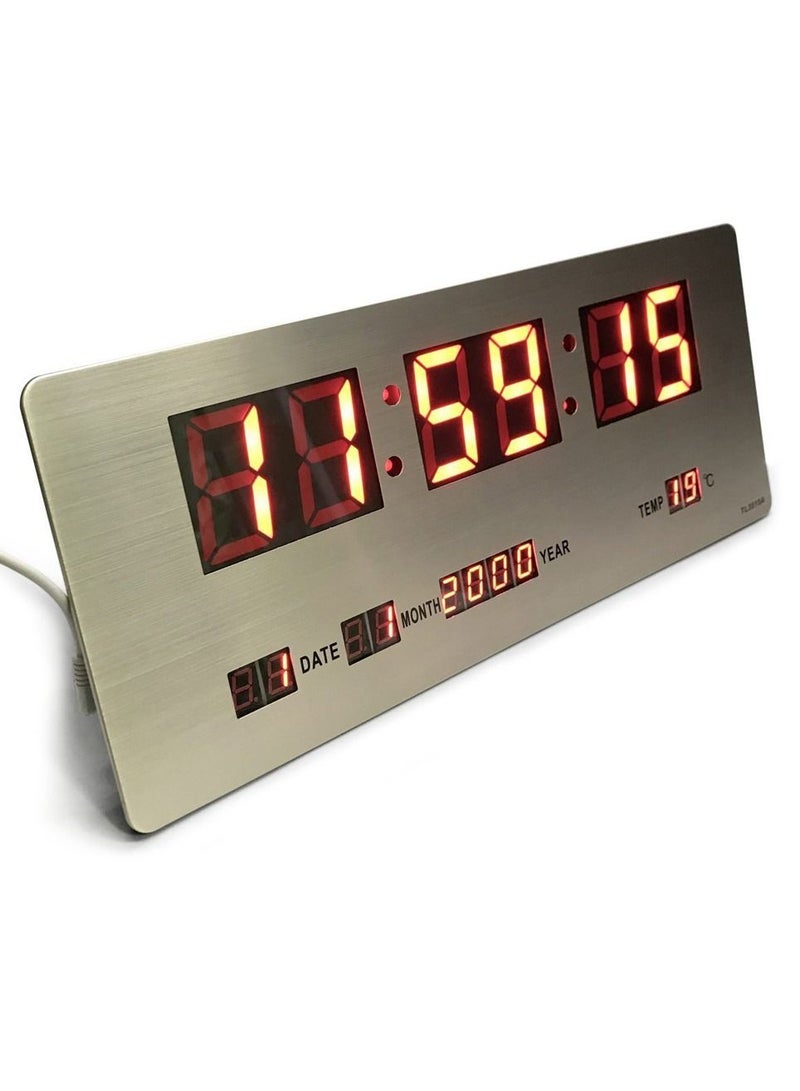 TL-3515A Digital LED Clock Calendar Temp Wall Or Desk Clock, 36cm