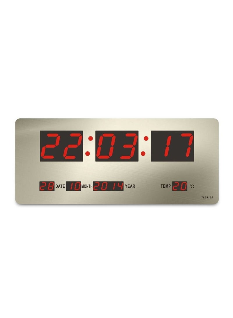 TL-3515A Digital LED Clock Calendar Temp Wall Or Desk Clock, 36cm
