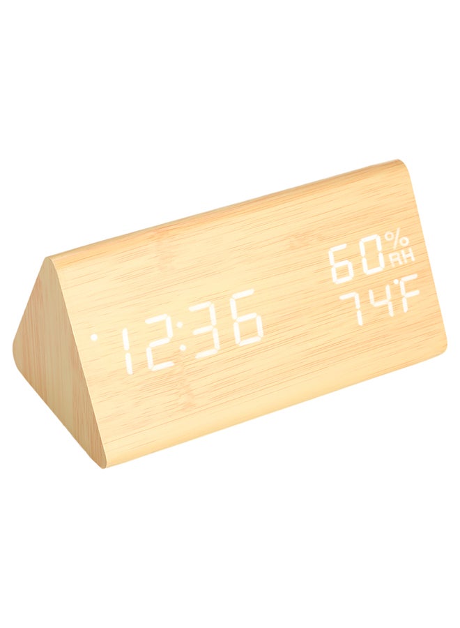 Triangular LED Digital Sound Control Alarm Clock Natural Wood 1cm