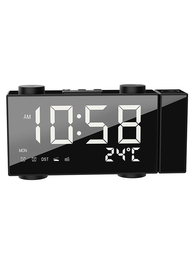 Digital Fm Projection Radio Alarm Clock Black 6inch
