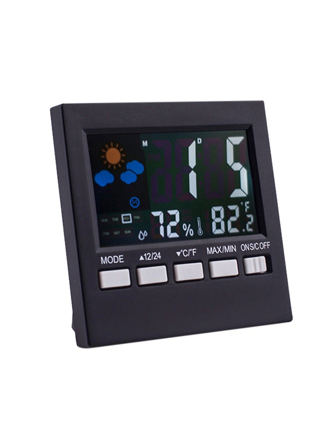 Wireless Thermometer Alarm Clock Black 9.2 x 3.9cm