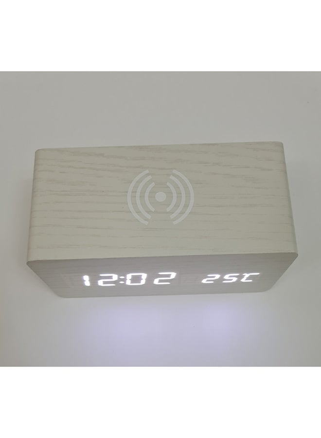 Qi Wireless Phone Charging LED Alarm Clock White 15 x 7 x 7cm