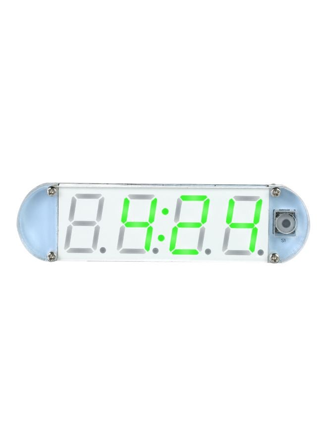 Digital LED Clock With Transparent Case Green 9.7x2.5x1.5cm