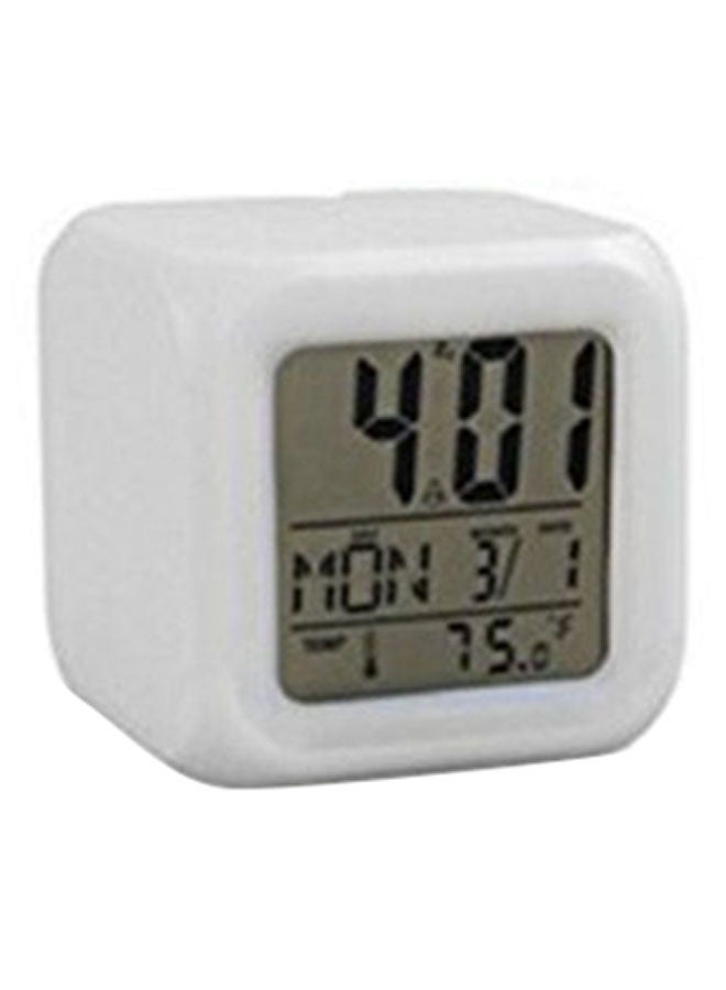 LED Colour Changing Alarm Clock White 8 x 8cm