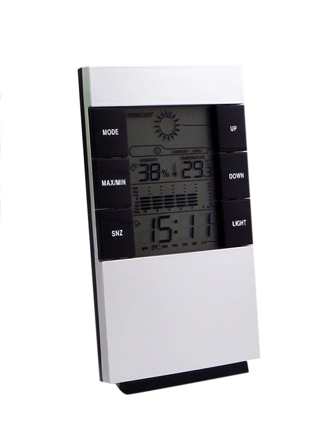 Hygrometer Electronic Thermometer Digital Alarm Clock Silver