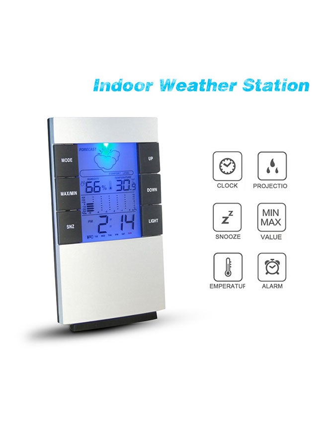 Hygrometer Electronic Thermometer Digital Alarm Clock Silver