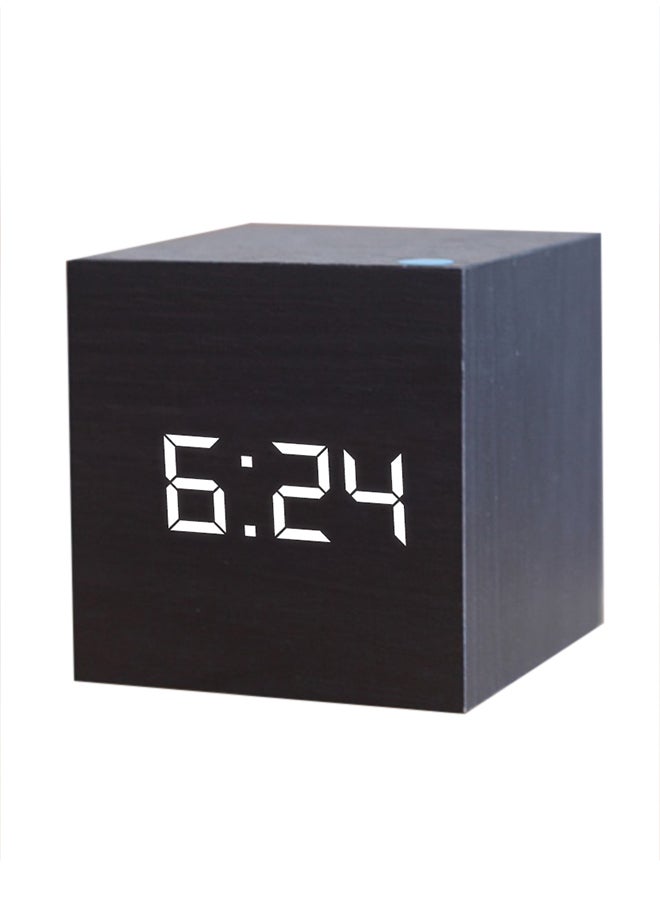 Square Shape Digital LED Alarm Clock Black 6 x 6cm