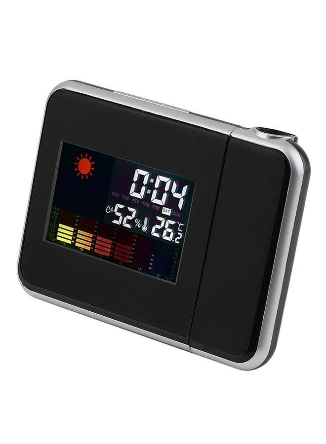 Digital LCD Screen Weather Station Forecast Calendar Projector Alarm Clock Black/Silver