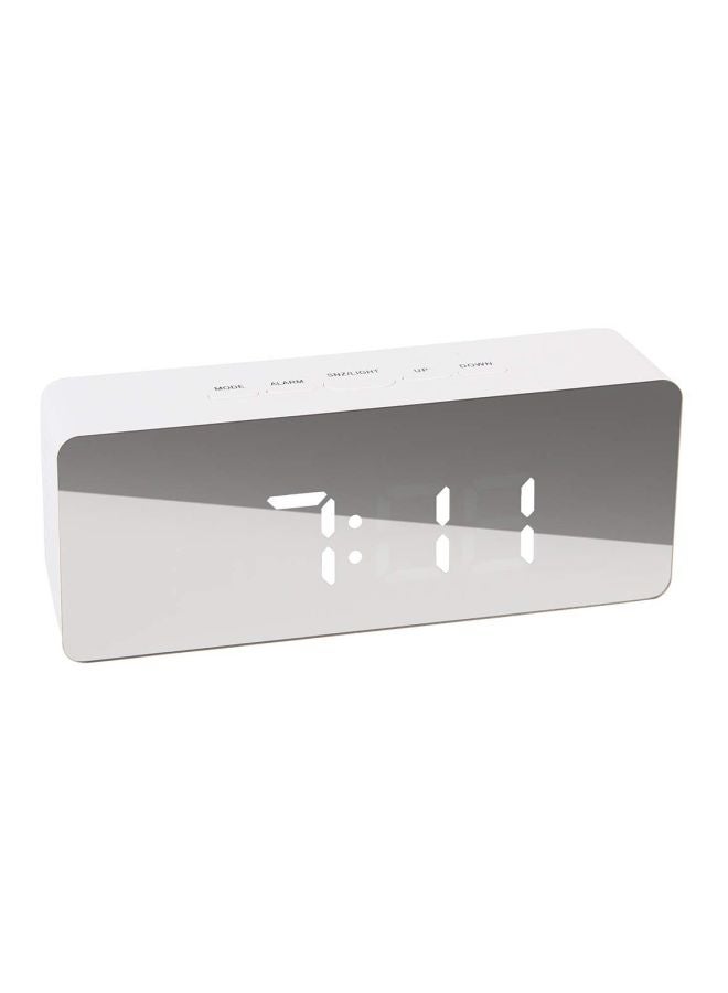 LED Mirror Alarm Clock White 14x5.5x3.6cm