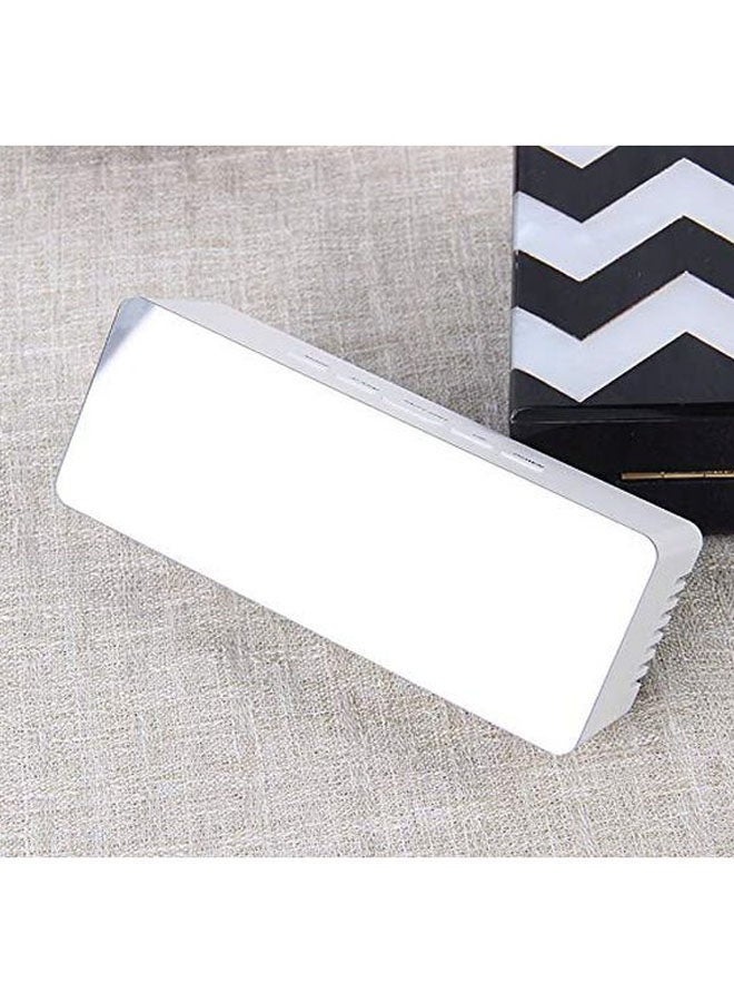 LED Mirror Alarm Clock White 14x5.5x3.6cm