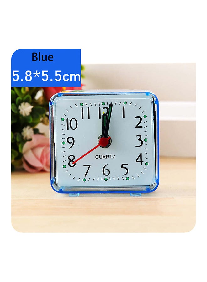 Small Bed Compact Travel Quartz Alarm Clock Blue 5.8 x 5.5cm