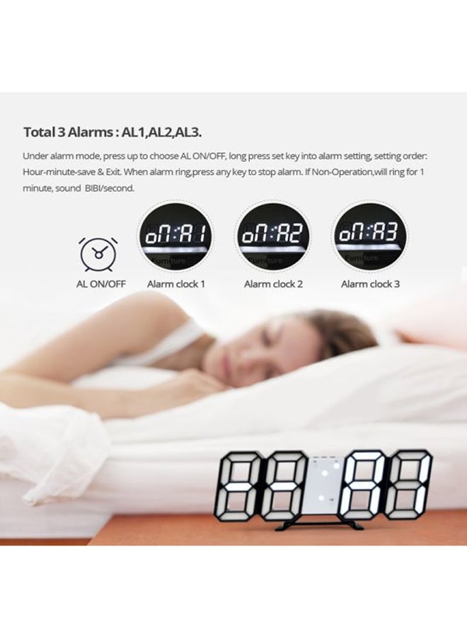 Digital LED Alarm Clock Black 9.2x24x2cm