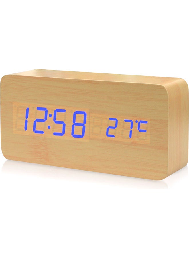 Electronic LED Digital Wooden Alarm Clock Brown 17.00 x 5.50 x 9.20cm
