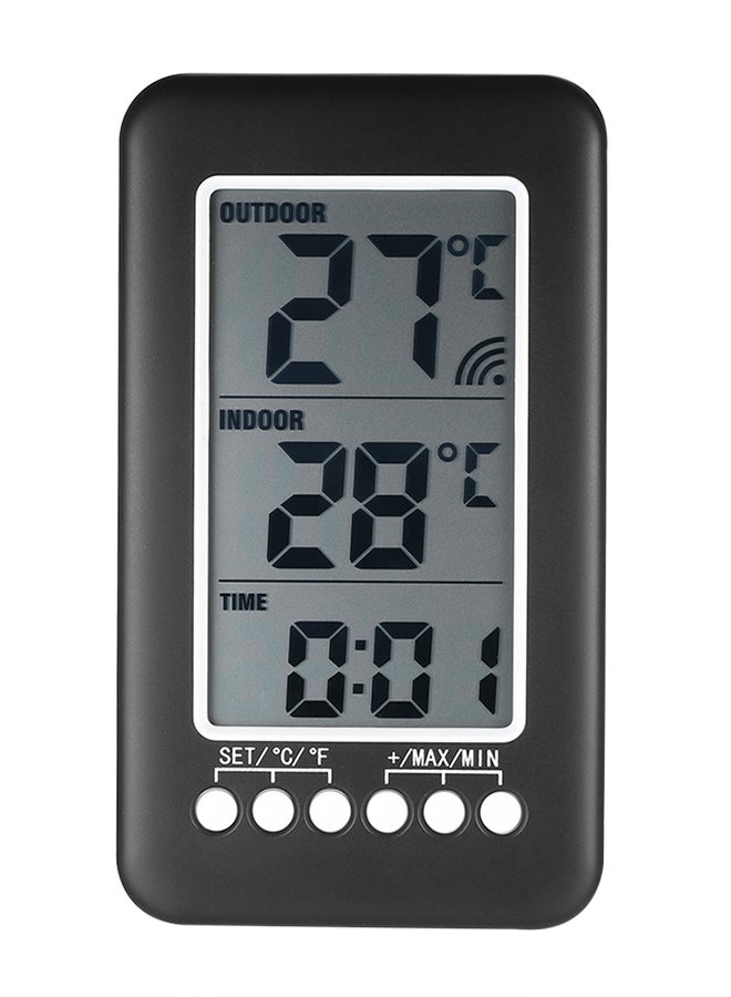 LCD Digital Thermometer Hygrometer Alarm Clock Black 0.21kg