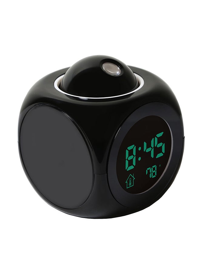 Weather LCD Snooze Alarm Clock Black 8 x 8cm