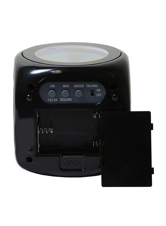 Weather LCD Snooze Alarm Clock Black 8 x 8cm