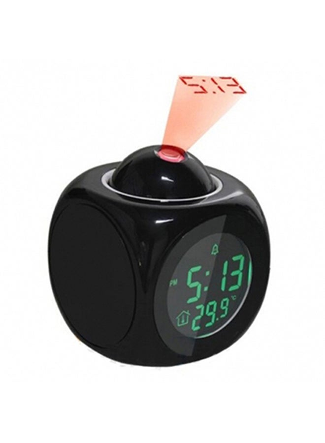 Weather LCD Snooze Alarm Clock Black 8 x 8cm