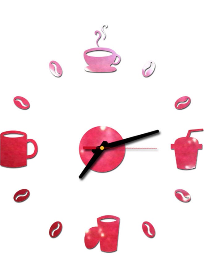 Frameless Modern Design Mute Wall Clock Sticker Red