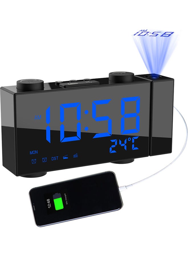 LED Projector Digital Alarm Clock Black/Blue 22.50x4.20x9.30cm