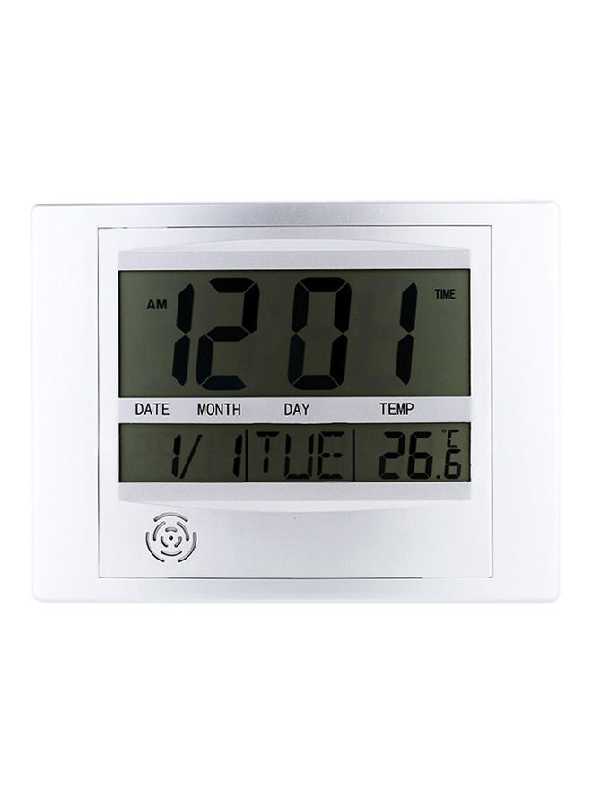 Digital LED Home Office Decor Wall Clock Silver