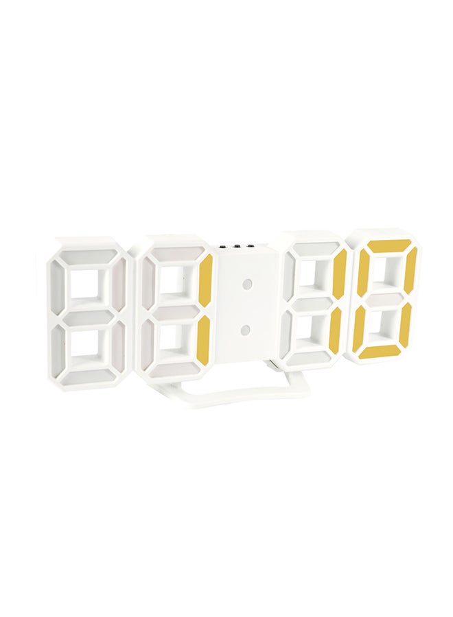 3D LED Digital Clock White/Yellow 22 x 10cm