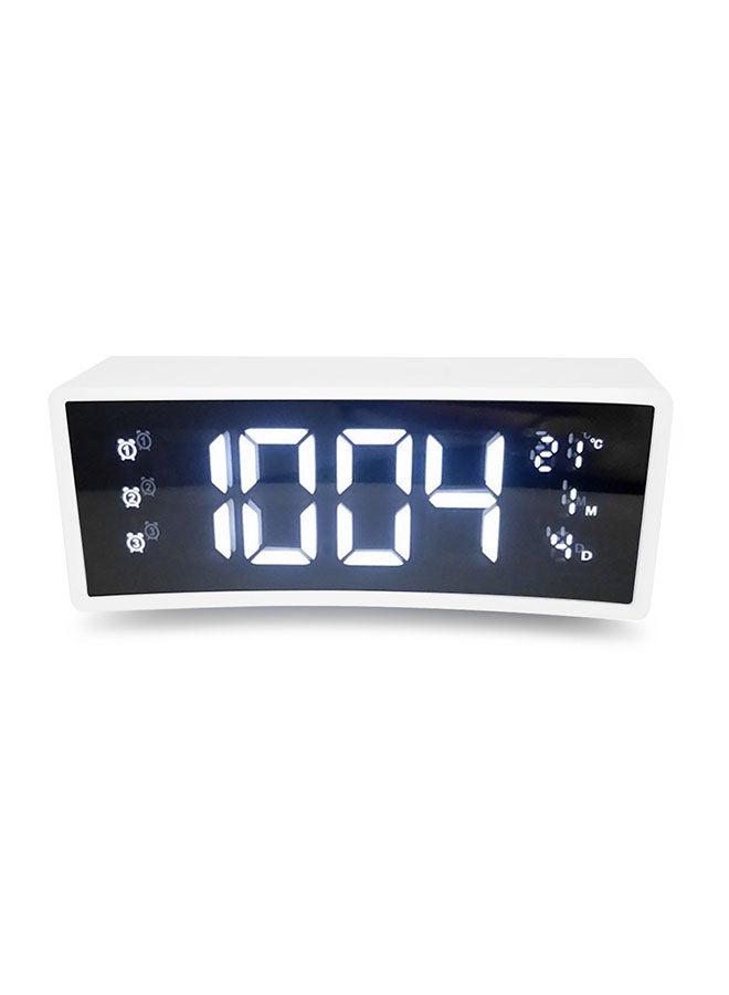 3D Curved Surface Screen Floating LED Display Smart Alarm Electronic Clock White One Size