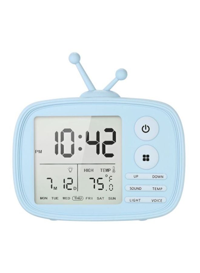 USB Rechargeable TV Alarm Clock Blue