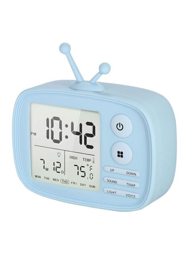 USB Rechargeable TV Alarm Clock Blue