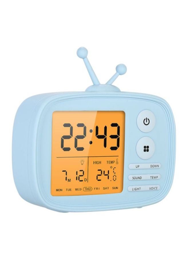 USB Rechargeable TV Alarm Clock Blue