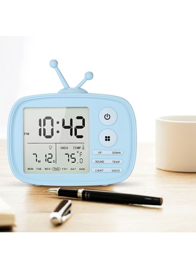 USB Rechargeable TV Alarm Clock Blue
