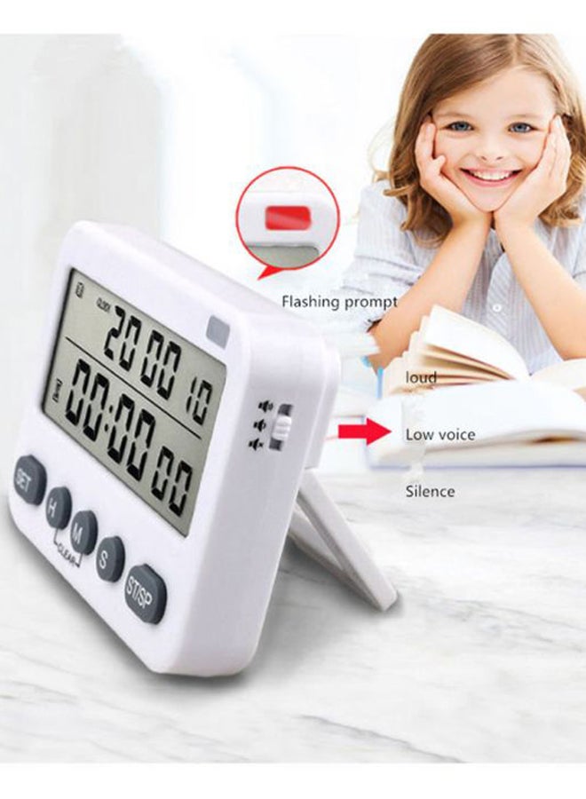 Double Screen Circular Timer White/Grey 8.4x6.5x1.9cm