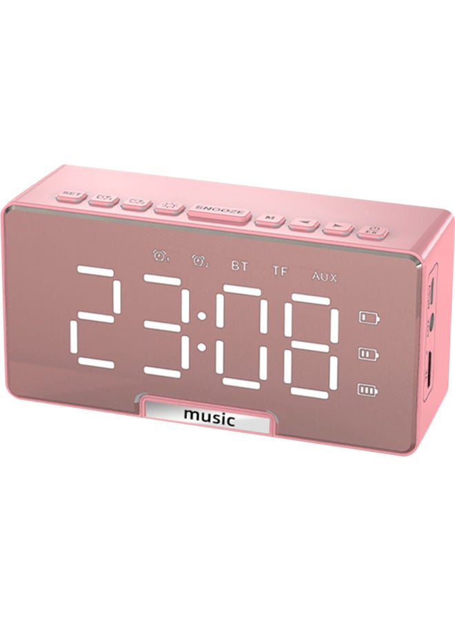 Multi-Functional Rechargeable Digital Mirror Surface Alarm Clock & BT Speaker with LCD Screen Pink 2.4 X 4.9 X 1.6cm