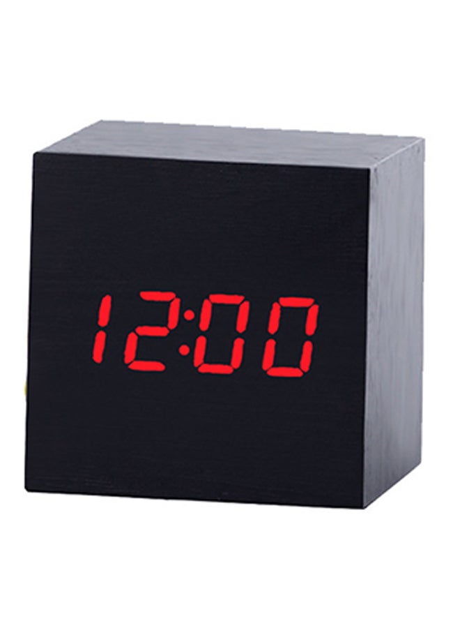 Cube Shaped LED Desk Clock Black 6.2 x 6.2cm