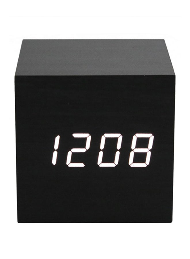 Digital Wooden Alarm Clock Black 8inch