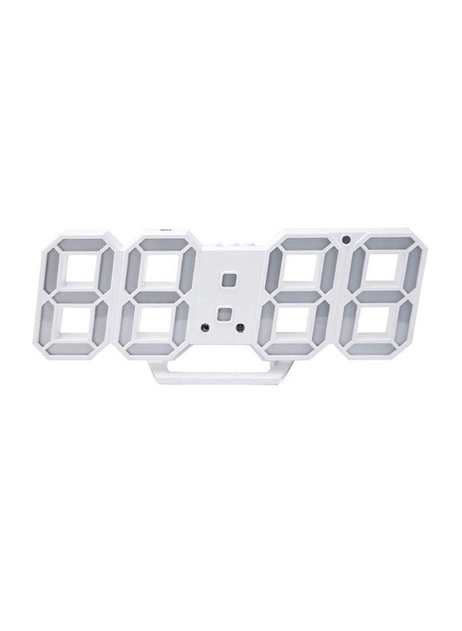 3D LED Digital Alarm Desk Clock White 24 x 9.4 x 1.7cm