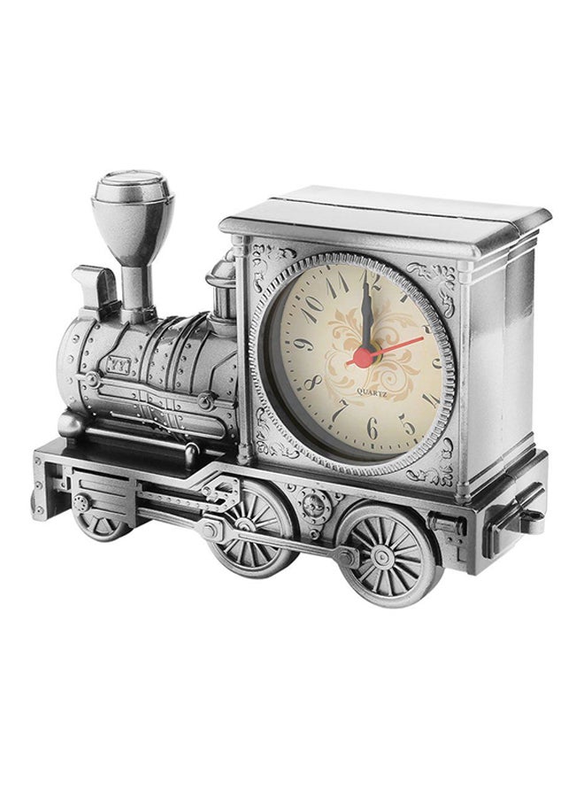 Vintage Artistic Train Shape Alarm Desk Shelf Clock Grey