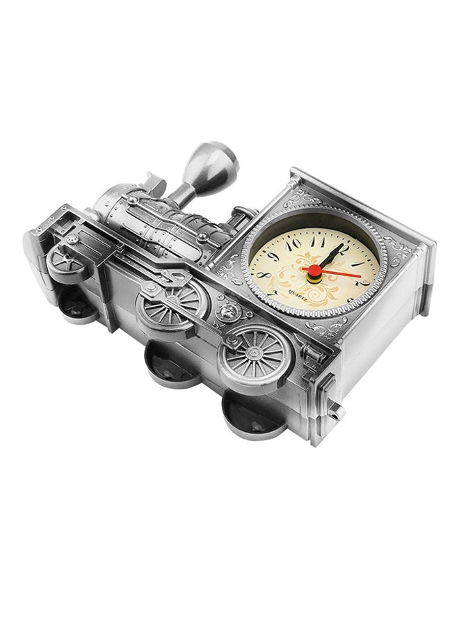 Vintage Artistic Train Shape Alarm Desk Shelf Clock Grey