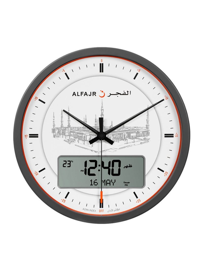 Azaan Analog-Digital Prayer Clock Medinah Design CR-23M