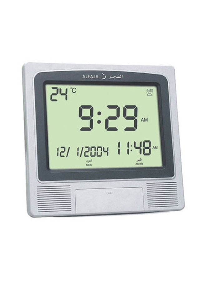 Digital Wall And Table Azan Clock For Prayer With Large LCD Display Grey 21 x 22 x 2.5cm