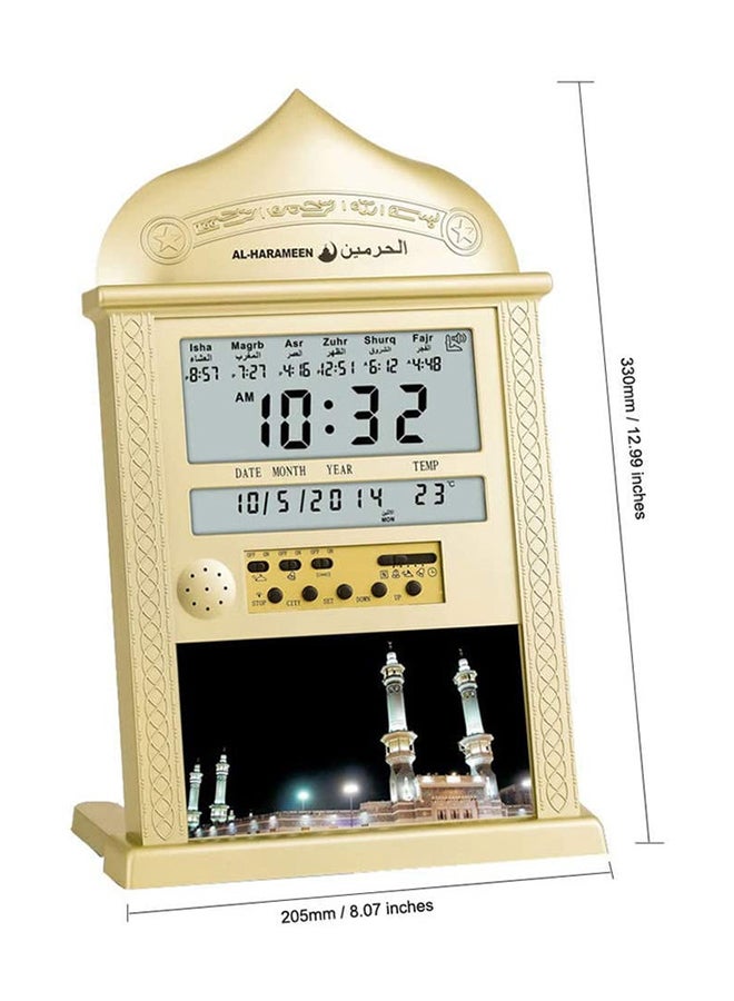 Digital LED Islamic Mosque Azan Clock For Prayer Silver 20.5 x 33cm