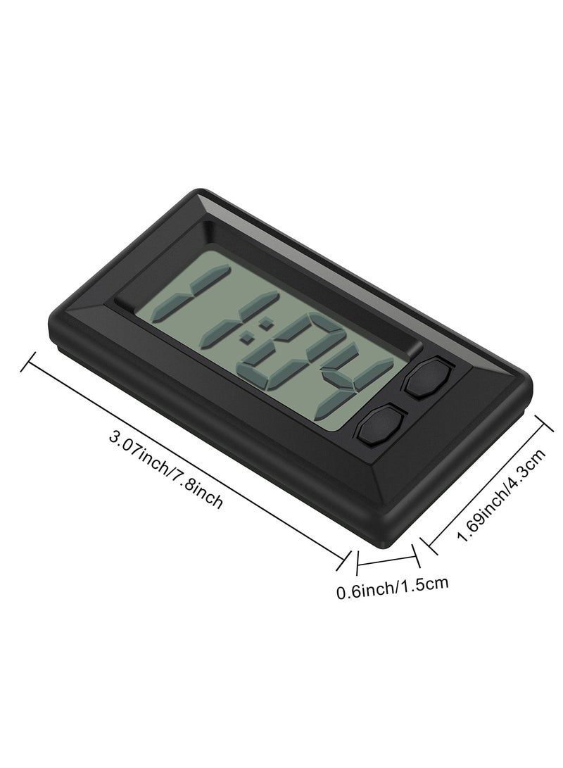 4 Pieces Small Digital Clock Mini Car Clock LCD Car Dashboard Time Clock Vehicle Electronic Clock for Car Truck Home Desk Office