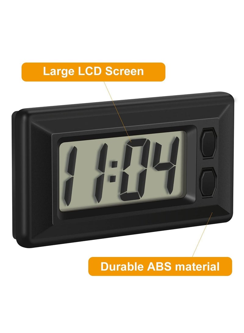4 Pieces Small Digital Clock Mini Car Clock LCD Car Dashboard Time Clock Vehicle Electronic Clock for Car Truck Home Desk Office