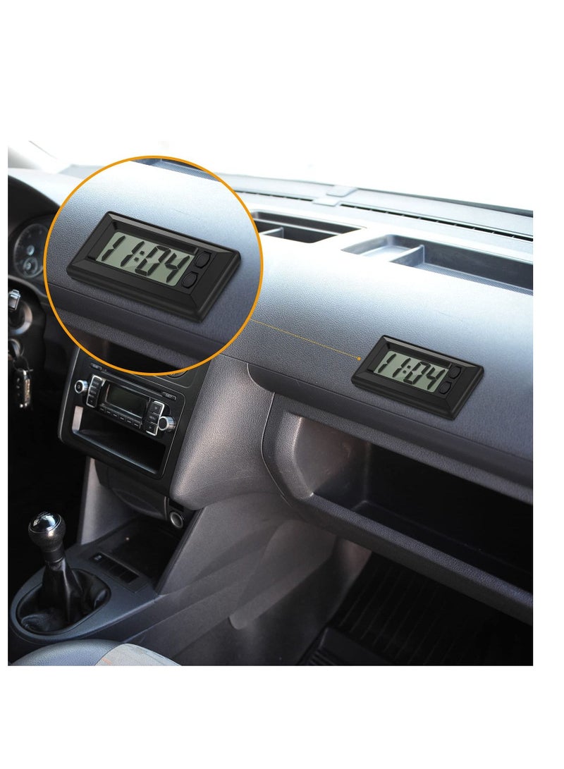 4 Pieces Small Digital Clock Mini Car Clock LCD Car Dashboard Time Clock Vehicle Electronic Clock for Car Truck Home Desk Office