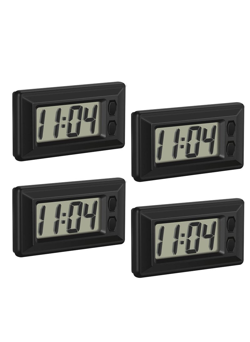 4 Pieces Small Digital Clock Mini Car Clock LCD Car Dashboard Time Clock Vehicle Electronic Clock for Car Truck Home Desk Office