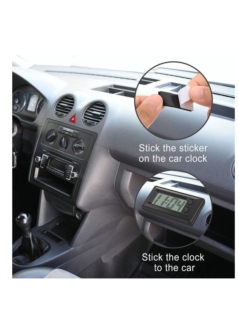 4 Pieces Small Digital Clock Mini Car Clock LCD Car Dashboard Time Clock Vehicle Electronic Clock for Car Truck Home Desk Office