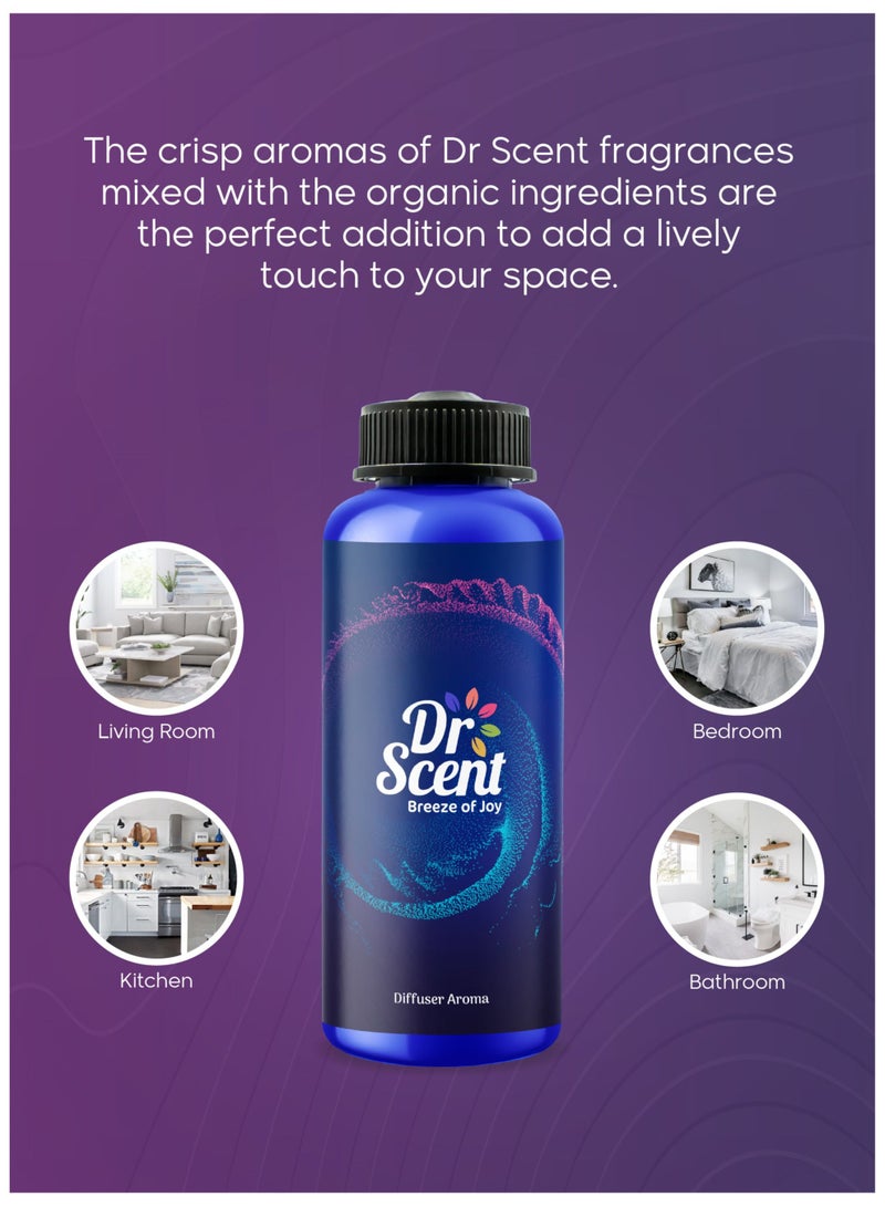 Dr Scent Breeze of Joy Amber Diffuser Aroma Oil – Patchouli, Amber & Vanilla with Cedar Wood Notes – Perfect for Home, Office, Gym & School – Made in the UK (500ml)